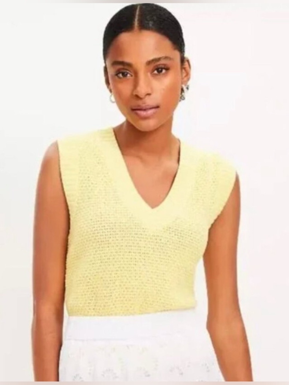 LOFT V-Neck Sweater Vest in Butter Yellow